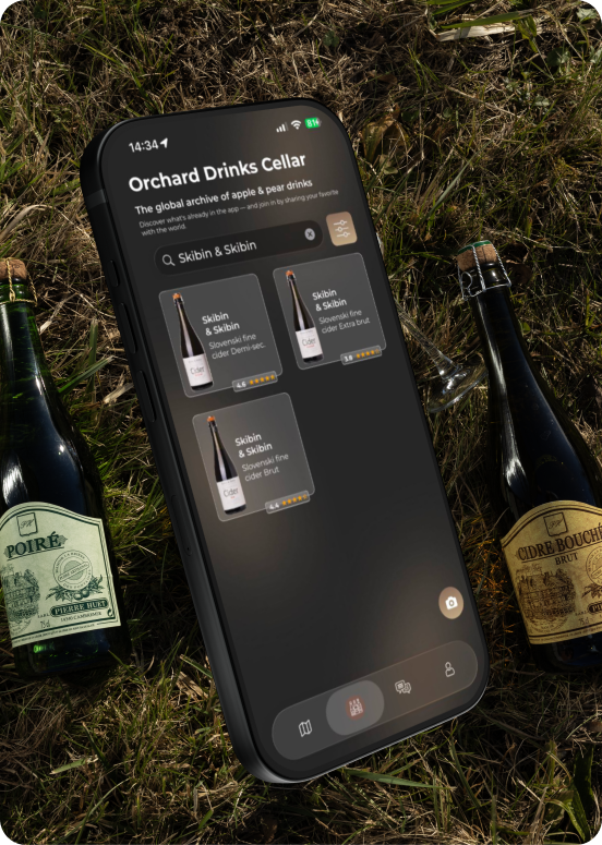 Cider Radar app cellar interface showing collection of ciders with ratings